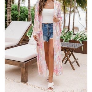 TRUTH ABOUT YOU CORAL FLORAL DUSTER KIMONO